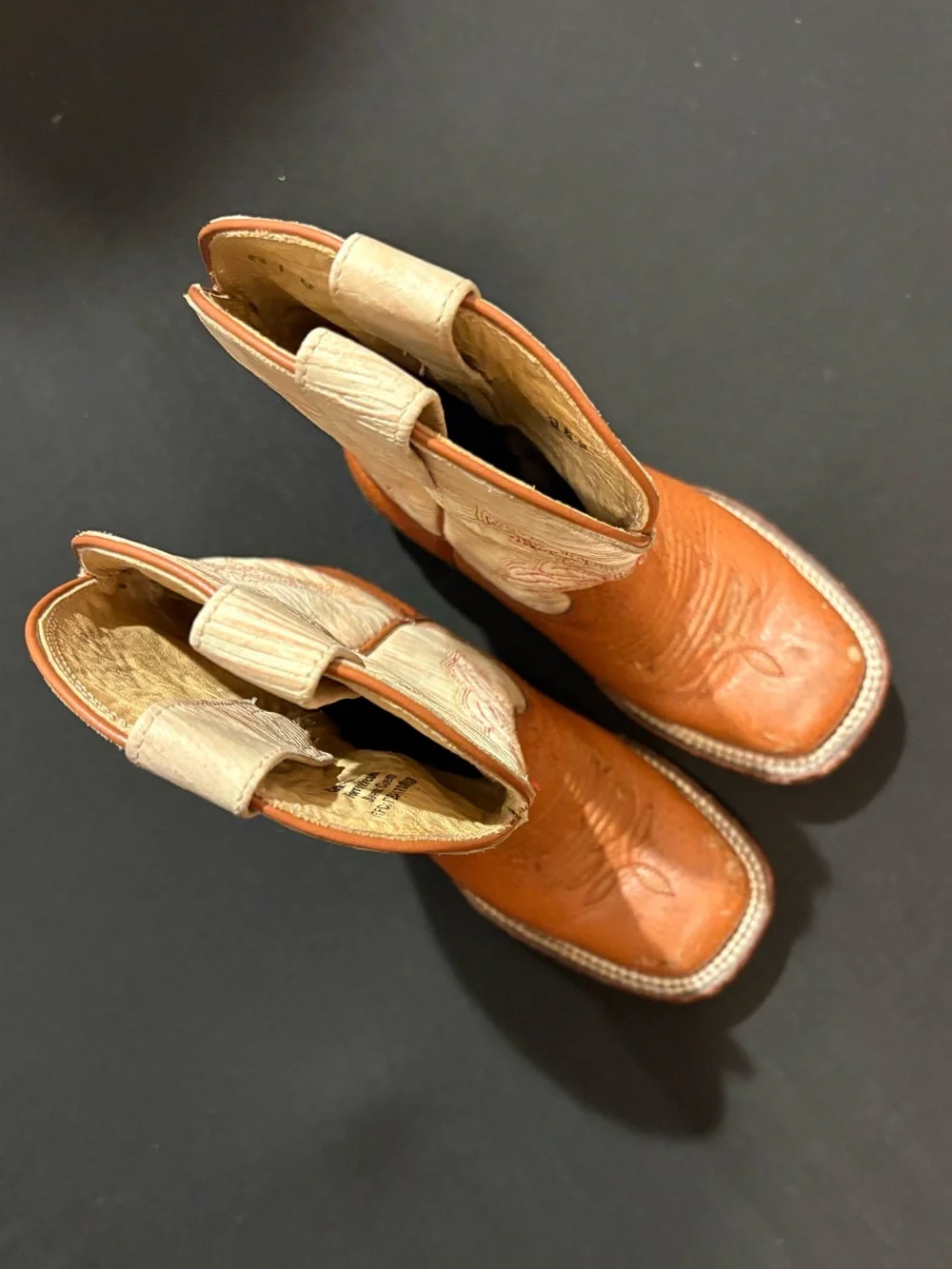 Leather Mexican Tan & Cream Western Cowboy Boots size N18